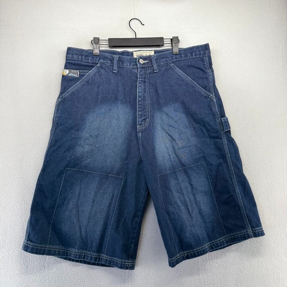 Vintage Carpenter Jean Shorts Men's 38 Blue Denim Baggy Dark Wash Jorts Y2k 12"